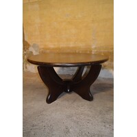 thumb-Ronde eikenhouten salontafel met Yugo onderstel – donkerbruine afwerking-4