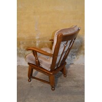 thumb-Comfortabele eikenhouten fauteuil met armleuningen en kussens-4