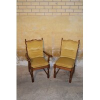 thumb-Mid century fauteuils met geel pluche kussen – dames- en herenstoel-1