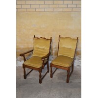 thumb-Mid century fauteuils met geel pluche kussen – dames- en herenstoel-5