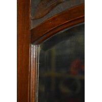 thumb-Antieke garderobekast van massief mahoniehout met wortelnotenhout en facetrand spiegels-3