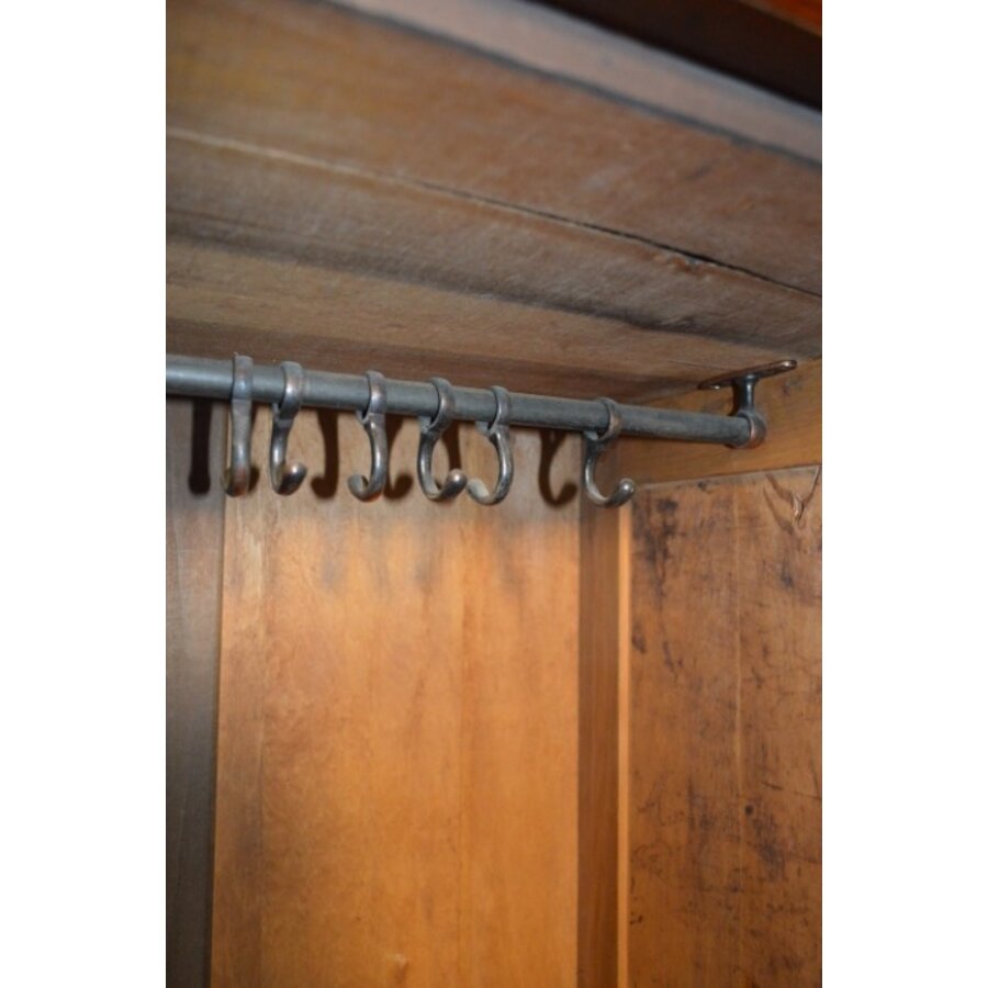 Antieke garderobekast van massief mahoniehout met wortelnotenhout en facetrand spiegels-7