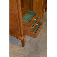 thumb-Eiken mid-century highboard met gecanneleerde deur-5