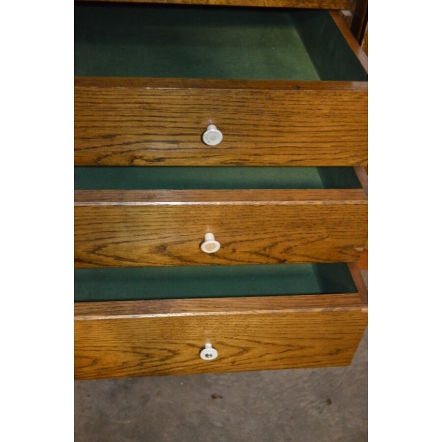 Eiken mid-century highboard met gecanneleerde deur-6