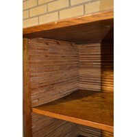 thumb-Eiken mid-century highboard met gecanneleerde deur-8