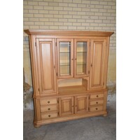 thumb-Blank eiken buffetkast met vitrine, facetglas en zes lades-1