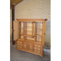 thumb-Blank eiken buffetkast met vitrine, facetglas en zes lades-2