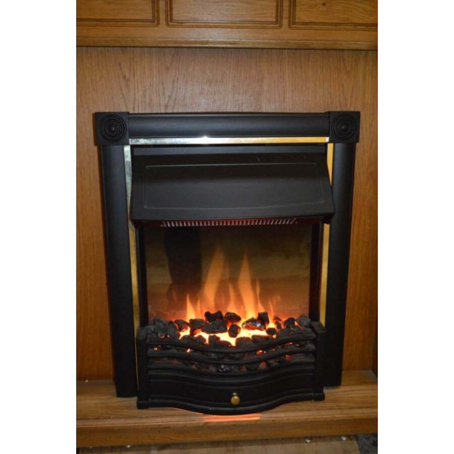 Eiken schouw met elektrische open sfeerhaard in klassieke stijl-5