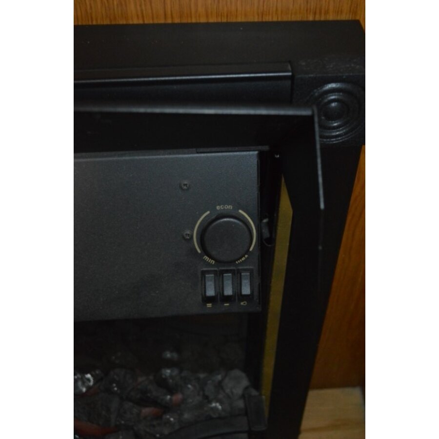 Eiken schouw met elektrische open sfeerhaard in klassieke stijl-6