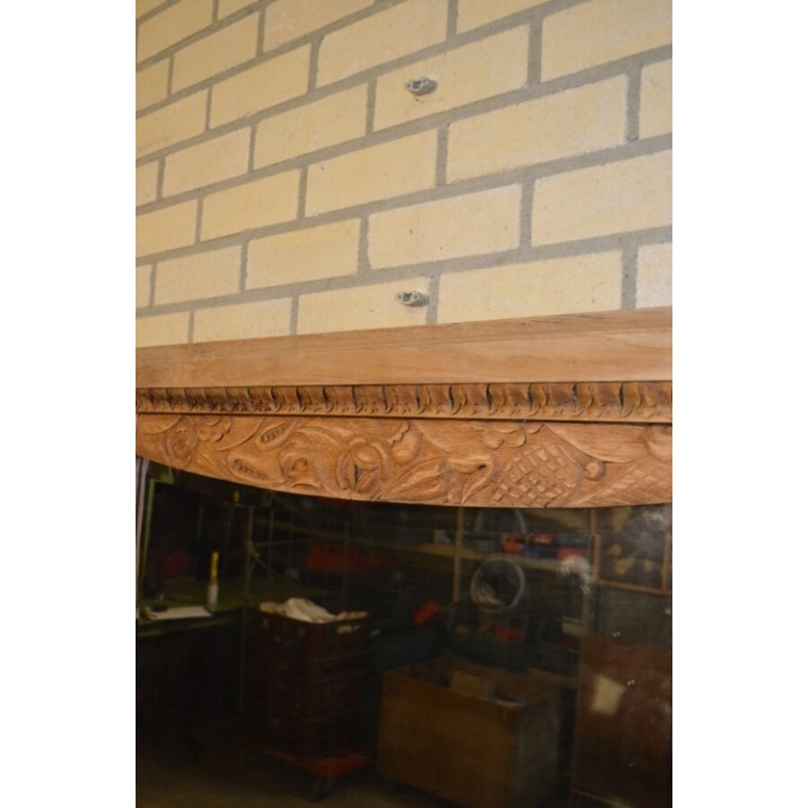 Antieke massief eiken commode met marmeren blad en spiegelopzet-3