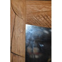 thumb-Antieke massief eiken commode met marmeren blad en spiegelopzet-4