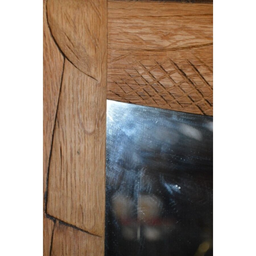 Antieke massief eiken commode met marmeren blad en spiegelopzet-4