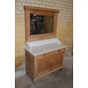 LoodsVol, Tweedehands Antieke massief eiken commode met marmeren blad en spiegelopzet