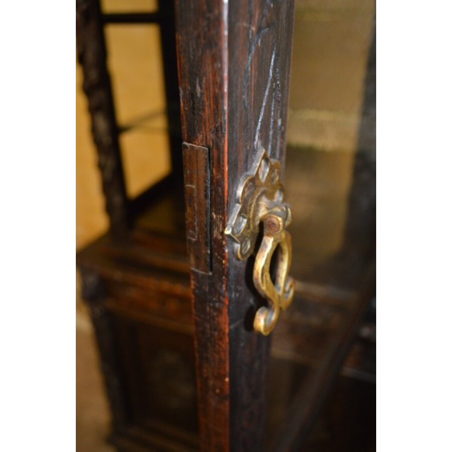 Antieke Italiaanse eikenhouten boekenkast uit 1870 in Renaissance stijl-6