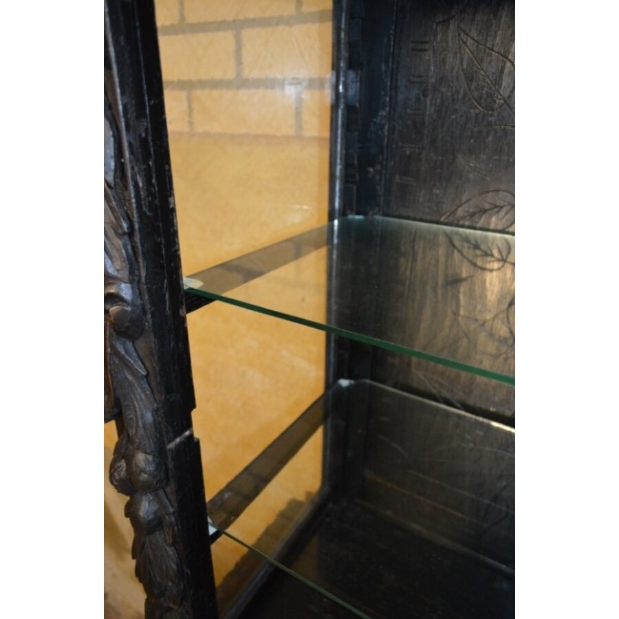 Antieke Italiaanse eikenhouten boekenkast uit 1870 in Renaissance stijl-7