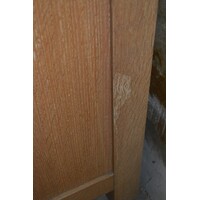 thumb-Moderne eikenhouten vitrinekast met glazen legplanken-6