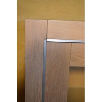 thumb-Moderne eikenhouten vitrinekast met glazen legplanken-9