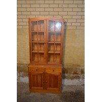 thumb-Vintage grenen buffetkast met vitrinedeel-2