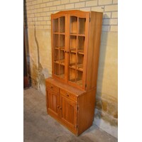 thumb-Vintage grenen buffetkast met vitrinedeel-3