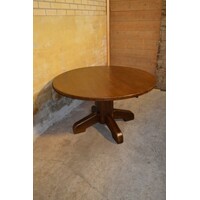 thumb-Ronde eikenhouten eettafel uit de jaren 60 – massief eiken vintage design-2