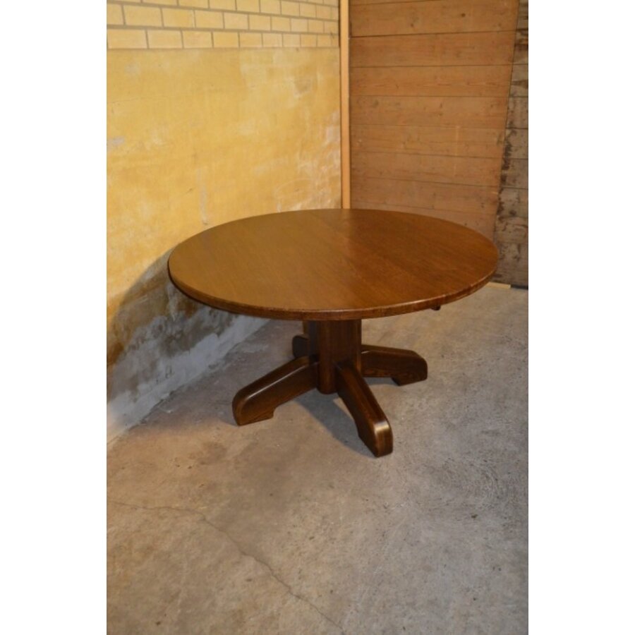 Ronde eikenhouten eettafel uit de jaren 60 – massief eiken vintage design-2