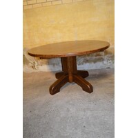 thumb-Ronde eikenhouten eettafel uit de jaren 60 – massief eiken vintage design-3