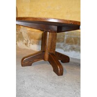 thumb-Ronde eikenhouten eettafel uit de jaren 60 – massief eiken vintage design-4