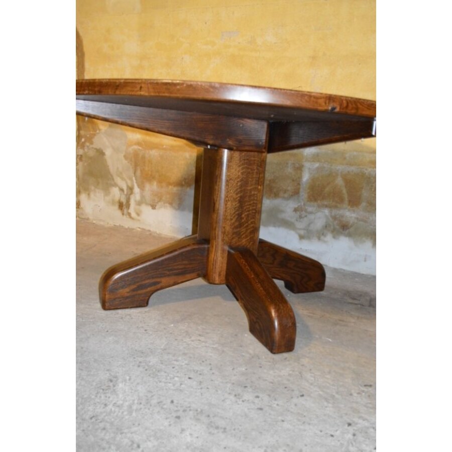 Ronde eikenhouten eettafel uit de jaren 60 – massief eiken vintage design-4