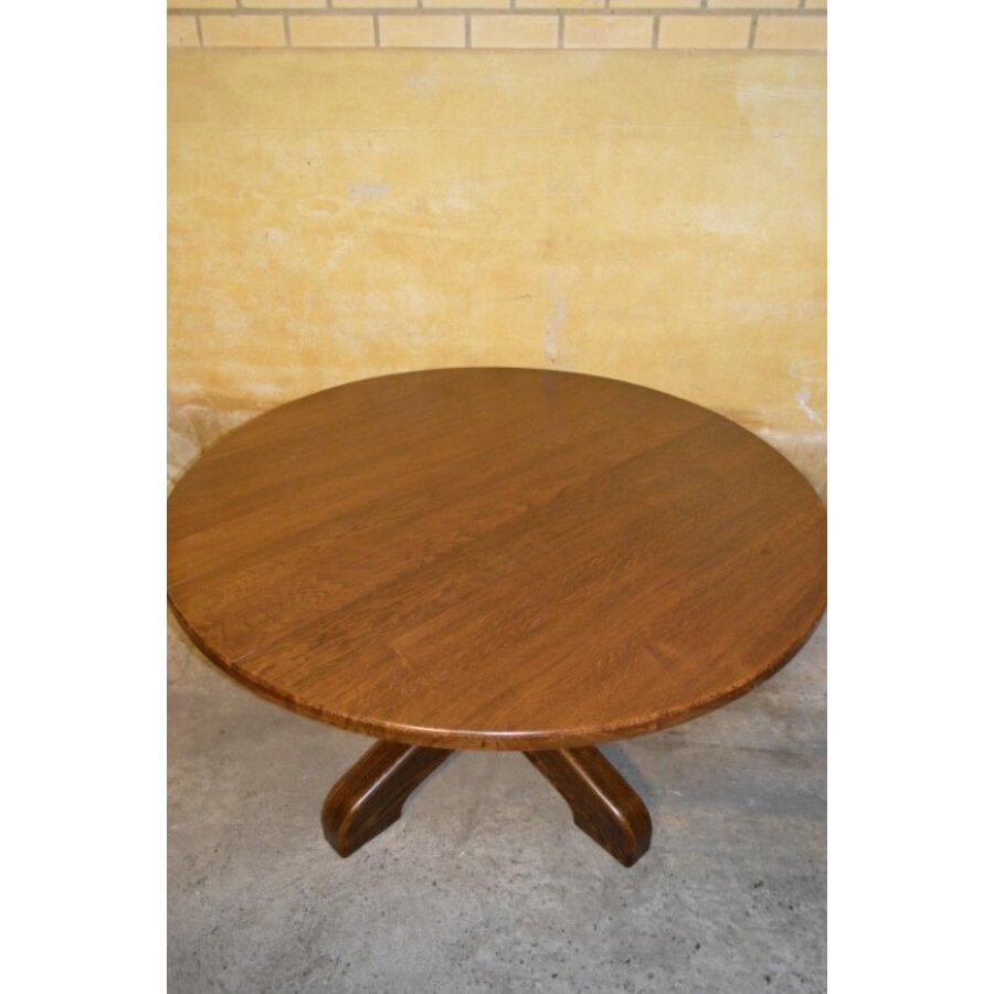 Ronde eikenhouten eettafel uit de jaren 60 – massief eiken vintage design-5