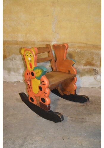 Vintage kinderschommelstoel tijgerfiguur 