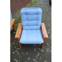 thumb-Unieke massief grenen loungeset met blauwe stoffering – Yngve Ekström – Jaren 70-4