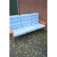 thumb-Unieke massief grenen loungeset met blauwe stoffering – Yngve Ekström – Jaren 70-6
