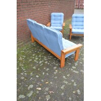 thumb-Unieke massief grenen loungeset met blauwe stoffering – Yngve Ekström – Jaren 70-8
