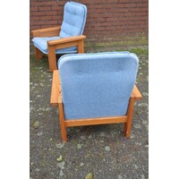 thumb-Unieke massief grenen loungeset met blauwe stoffering – Yngve Ekström – Jaren 70-9