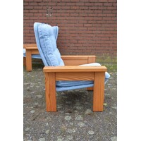 thumb-Unieke massief grenen loungeset met blauwe stoffering – Yngve Ekström – Jaren 70-10
