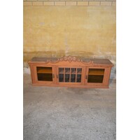 thumb-Grenenhouten bovenkast met sierlijke kuif en facetgeslepen glas-8