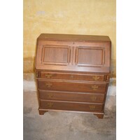 thumb-Stijlvolle donker eiken klepsecretaire uit de jaren 70 met laden en vakjes-2