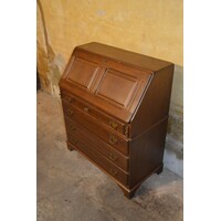 thumb-Stijlvolle donker eiken klepsecretaire uit de jaren 70 met laden en vakjes-3