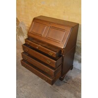 thumb-Stijlvolle donker eiken klepsecretaire uit de jaren 70 met laden en vakjes-4