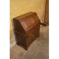 thumb-Stijlvolle donker eiken klepsecretaire uit de jaren 70 met laden en vakjes-5