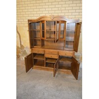 thumb-Donker eiken buffet- of wandkast met buffeltoog, laden en kastjes-4