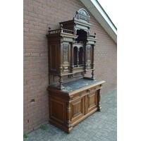 thumb-Antieke buffetkast uit 1880–1890 met marmeren blad en dubbele toog-2