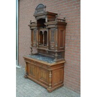 thumb-Antieke buffetkast uit 1880–1890 met marmeren blad en dubbele toog-3