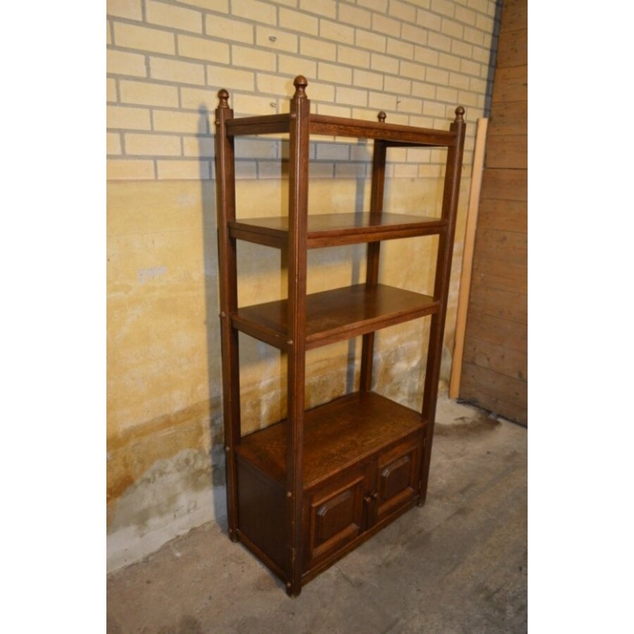 Vintage eiken kaaskast met onderkast – Open wandkast met veel opbergruimte-1