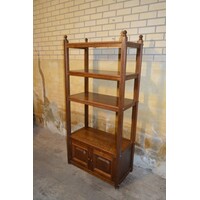 thumb-Vintage eiken kaaskast met onderkast – Open wandkast met veel opbergruimte-3