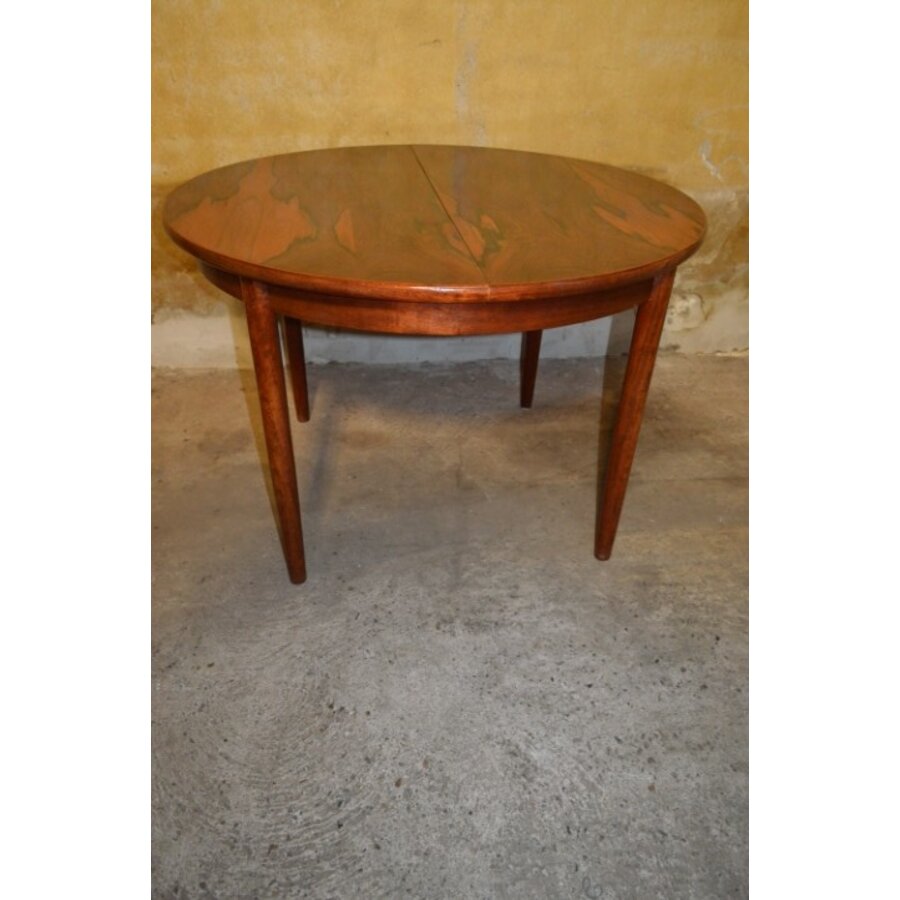 Ronde / ovale uitschuifbare palissander eettafel – Mid century modern – Scandinavisch design 1950–1960-4
