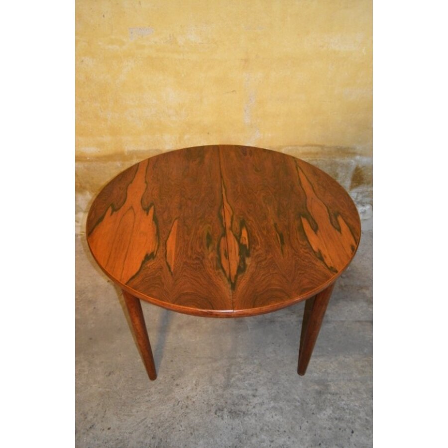 Ronde / ovale uitschuifbare palissander eettafel – Mid century modern – Scandinavisch design 1950–1960-5