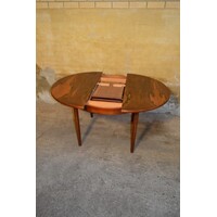 thumb-Ronde / ovale uitschuifbare palissander eettafel – Mid century modern – Scandinavisch design 1950–1960-6