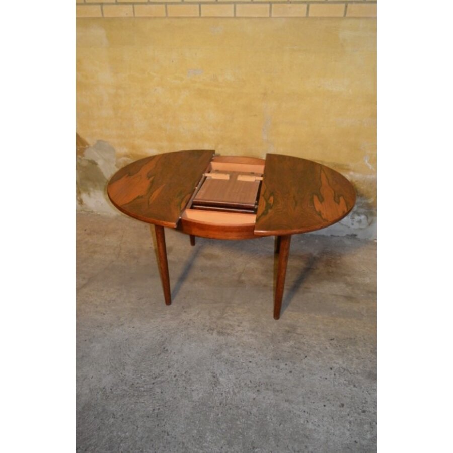 Ronde / ovale uitschuifbare palissander eettafel – Mid century modern – Scandinavisch design 1950–1960-6