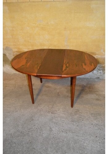 Retro ronde palissander uitschuifbare eettafel 